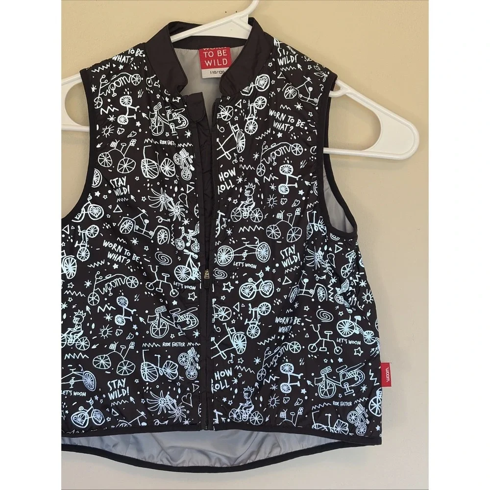 Woom Black Allover Reflective Graphic Bike Skate Safety Vest Unisex Kids‎ 4-6Y